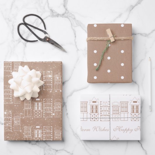 Kraft und Weiß im modernen Skandinavien Geschenkpapier Set (Vorderseite)