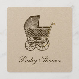 KRAFT VINTAG BABY PRAM| BABY SHOWER EINLADUNG