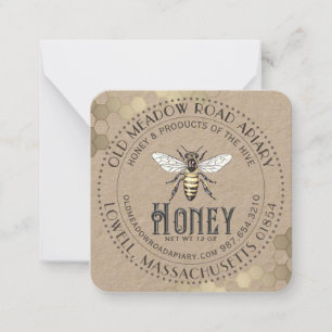 Kraft Vintag Bee Honey Jar Tag oder Business Card Mitteilungskarte