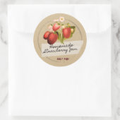 Kraft-Vintag-Erdbeermarmelade auf dem Maskierungsb Runder Aufkleber (Tasche)