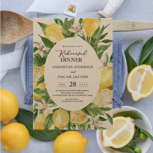 Kraft Vintage-Aquarell-Gelbe Zitronen Bilderrahmen Einladung