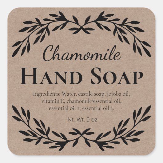 Kraft Vintage DIY Flüssigseife Quadratischer Aufkleber (Vorderseite)