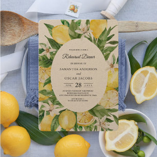 Kraft Vintage gelbe Lemonen Rahmen Einladung