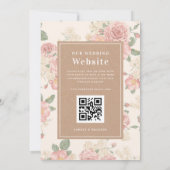 Kraft Vintage Rosa Rosengarten QR-Code Hochzeit Einladung (Rückseite)