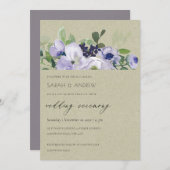 Kraft Violet Lila Blütenblätter Einladung (Vorne/Hinten)