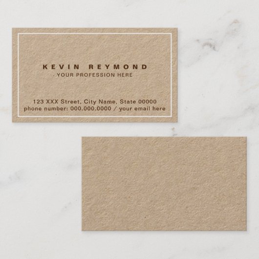 Kraft-Visitenkarte nur auf Vorderseite gedruckt Visitenkarte (Vorne/Hinten)