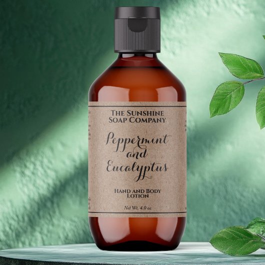 Kraft w lockiger Text Kosmetikflaschenetikett