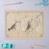 Kraft Warbler Bird Birdhouse Border Decoupage Tan Seidenpapier (Basteln)