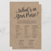 Kraft Was ist in Ihrer Purse Baby Shower Game Card (Vorne/Hinten)