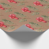 Kraft-Wasserfarbe Berry und Grünleaf Geschenkpapier (Ecke)