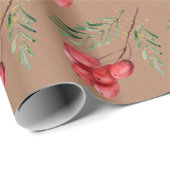 Kraft-Wasserfarbe Berry und Grünleaf Geschenkpapier (Rolleneckpunkt)