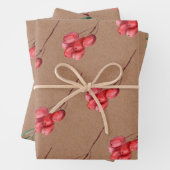 Kraft-Wasserfarbe Berry und Grünleaf Geschenkpapier Set (Beispiel)