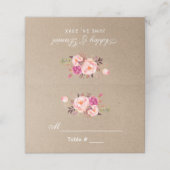 Kraft Wasserfarbe Blütenrosa Hochzeit Platzkarte (Außenseite Aufgefaltet)