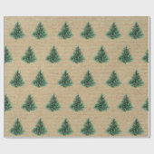 Kraft Wasserfarbe Weihnachtsgrün Pine Tree Geschenkpapier (Flach)
