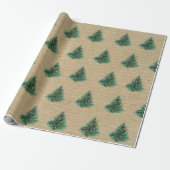 Kraft Wasserfarbe Weihnachtsgrün Pine Tree Geschenkpapier (Ungerollt)