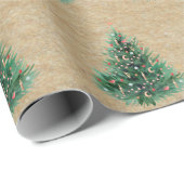 Kraft Wasserfarbe Weihnachtsgrün Pine Tree Geschenkpapier (Rolleneckpunkt)