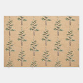 Kraft Wasserfarbe Weihnachtsgrün Pine Tree Geschenkpapier Set (Vorderseite 3)