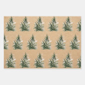 Kraft Wasserfarbe Weihnachtsgrün Pine Tree Geschenkpapier Set (Vorderseite 2)