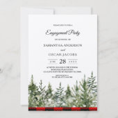 Kraft Wasserfarben Pine Trees & Red Buffalo Karier Einladung (Vorderseite)