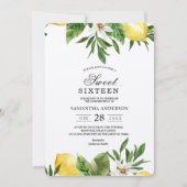 Kraft Wasserfarbige Gelbe Zitronen und Blätter Einladung (Vorderseite)