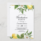 Kraft Wasserfarbige Gelbe Zitronen und Blätter Einladung (Vorderseite)
