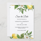 Kraft Wasserfarbige Gelbe Zitronen und Blätter Save The Date (Vorderseite)