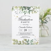 Kraft Watercolor Green Blätter Branch Einladung (Stehend Vorderseite)
