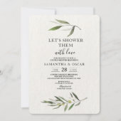 Kraft Watercolor Green Olive Branch Einladung (Vorderseite)