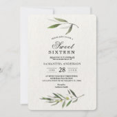 Kraft Watercolor Green Olive Branch Einladung (Vorderseite)