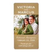 Kraft Wedding Monogram Foto Wein Flasche Gefallen (Vorne)