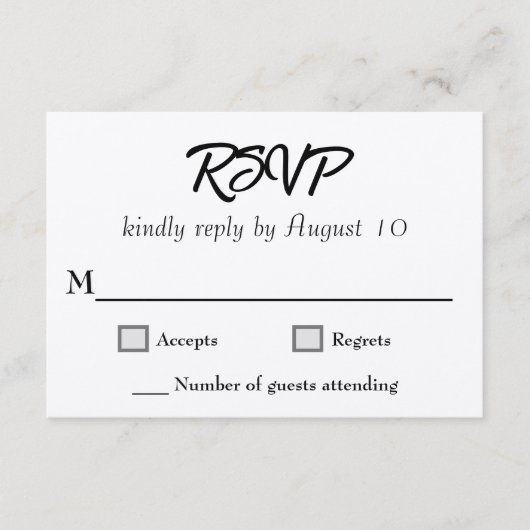 Kraft Wedding Script RSVP Karten (Vorderseite)