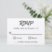 Kraft Wedding Script RSVP Karten (Stehend Vorderseite)