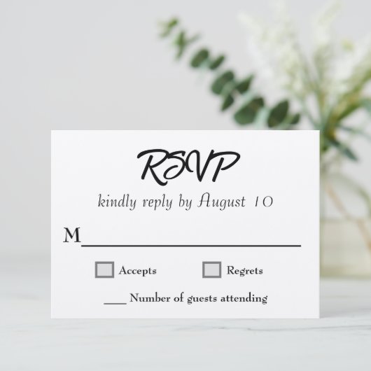Kraft Wedding Script RSVP Karten (Stehend Vorderseite)