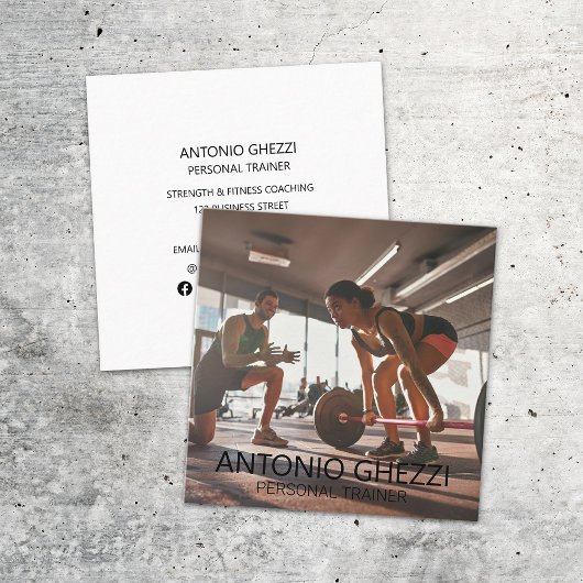 Kraft Weight Sport Fitness Personal Trainer Quadratische Visitenkarte