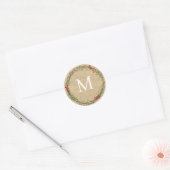 Kraft-Weihnachtskranz-Monogrammsiegel Runder Aufkleber (Umschlag)