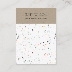 KRAFT WEISS TERRAZZO TEXTUR HALSKETTE DISPLAY LOGO VISITENKARTE