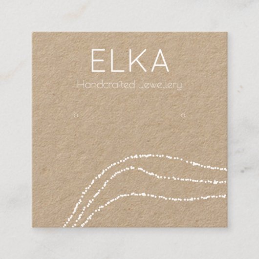 Kraft White Dots Square Earring Display Card Quadratische Visitenkarte (Vorderseite)