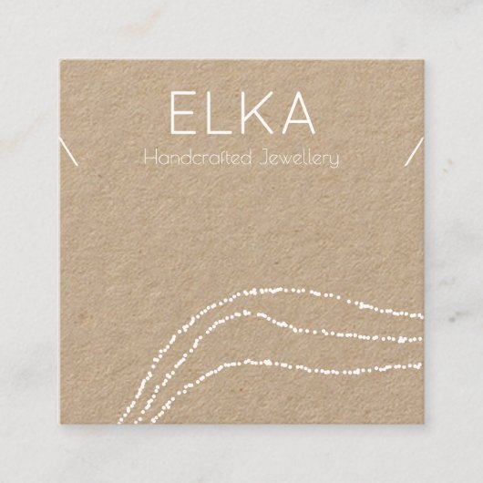 Kraft White Dots Square Netzklace Display Card Quadratische Visitenkarte (Vorderseite)