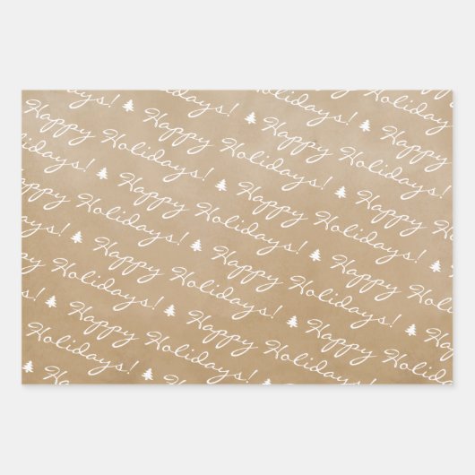 Kraft White Frohe Weihnachten glückliche Ferien Bä Geschenkpapier Set (Vorderseite 3)