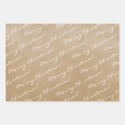 Kraft White Frohe Weihnachten glückliche Ferien Bä Geschenkpapier Set (Vorderseite)