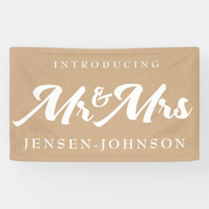 Kraft White Neutral Mr. & Mrs. Wedding Banner Deco