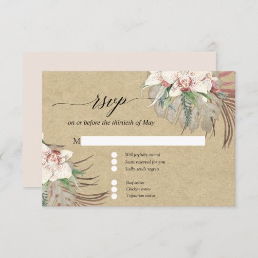 Kraft White Orchid Floral Tropical Foliage UAWG RSVP Karte (Vorne/Hinten)