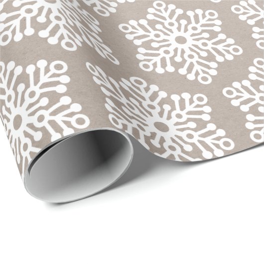 Kraft White Snowflakes Weihnachtsfeiertag Geschenkpapier (Rolleneckpunkt)