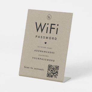 Kraft WiFi Password Code Business Logo QR Code Ped Sockelschild
