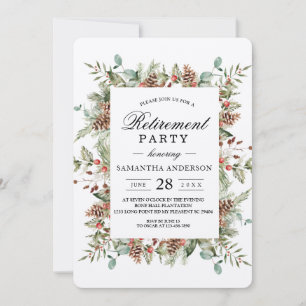 Kraft Winter Green Pine Cone Frame Einladung