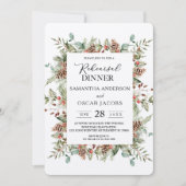 Kraft Winter Green Pine Cone Frame Einladung (Vorderseite)