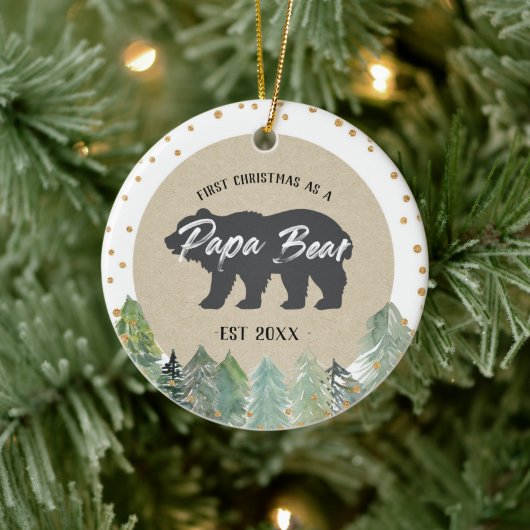Kraft Wood Christmas als Papa-Bären-Ornament Keramik Ornament (Baum)