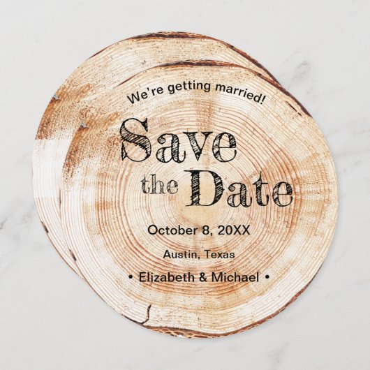 Kraft Wood Disk Slice Simulation Print Wedding Einladung (Vorne/Hinten)