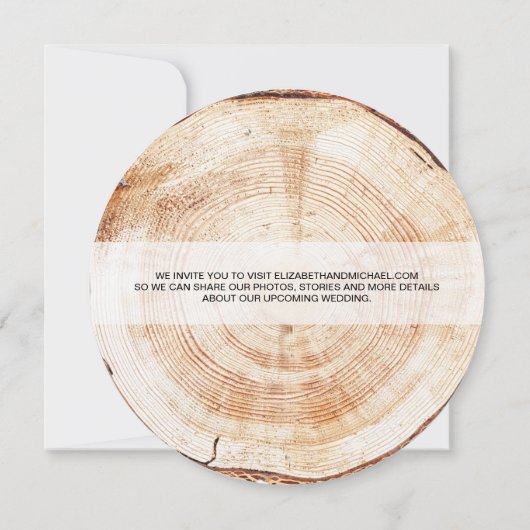 Kraft Wood Disk Slice Simulation Print Wedding Einladung (Rückseite)