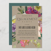 KRAFT YELLOW BLUSH BURGUNDDY FLORAL VERLOBUNG EINLADUNG (Vorne/Hinten)